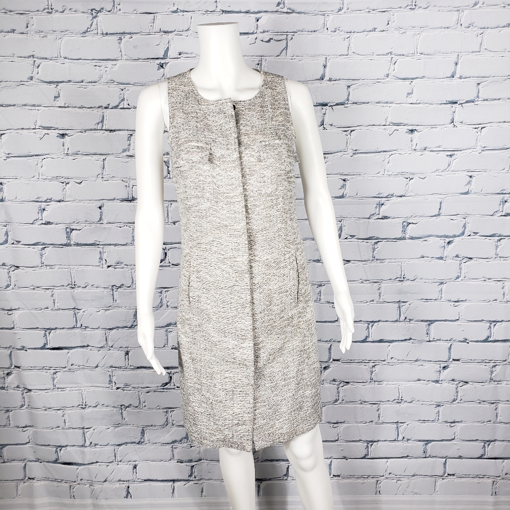 Adam by Adam Lippes White and Silver Sheath Dress